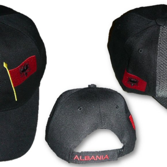 Albania Embroidered Baseball Cap With Adjustable Backstrap & Country Flag - Picture 4 of 4